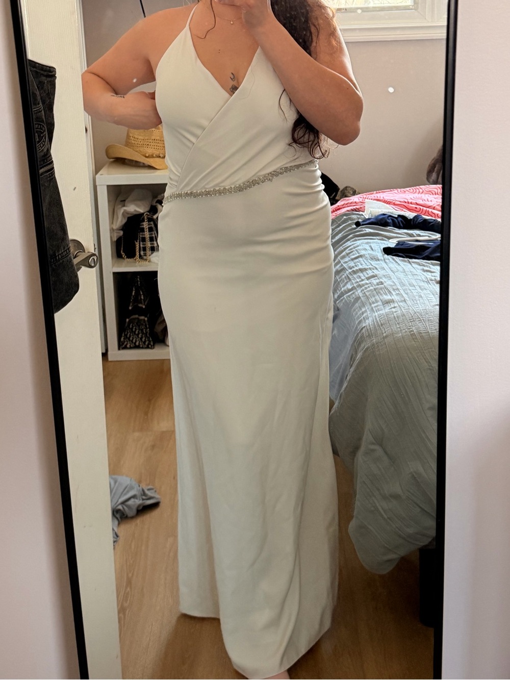 Ivory Halter Wedding Dress with Beaded Waist
